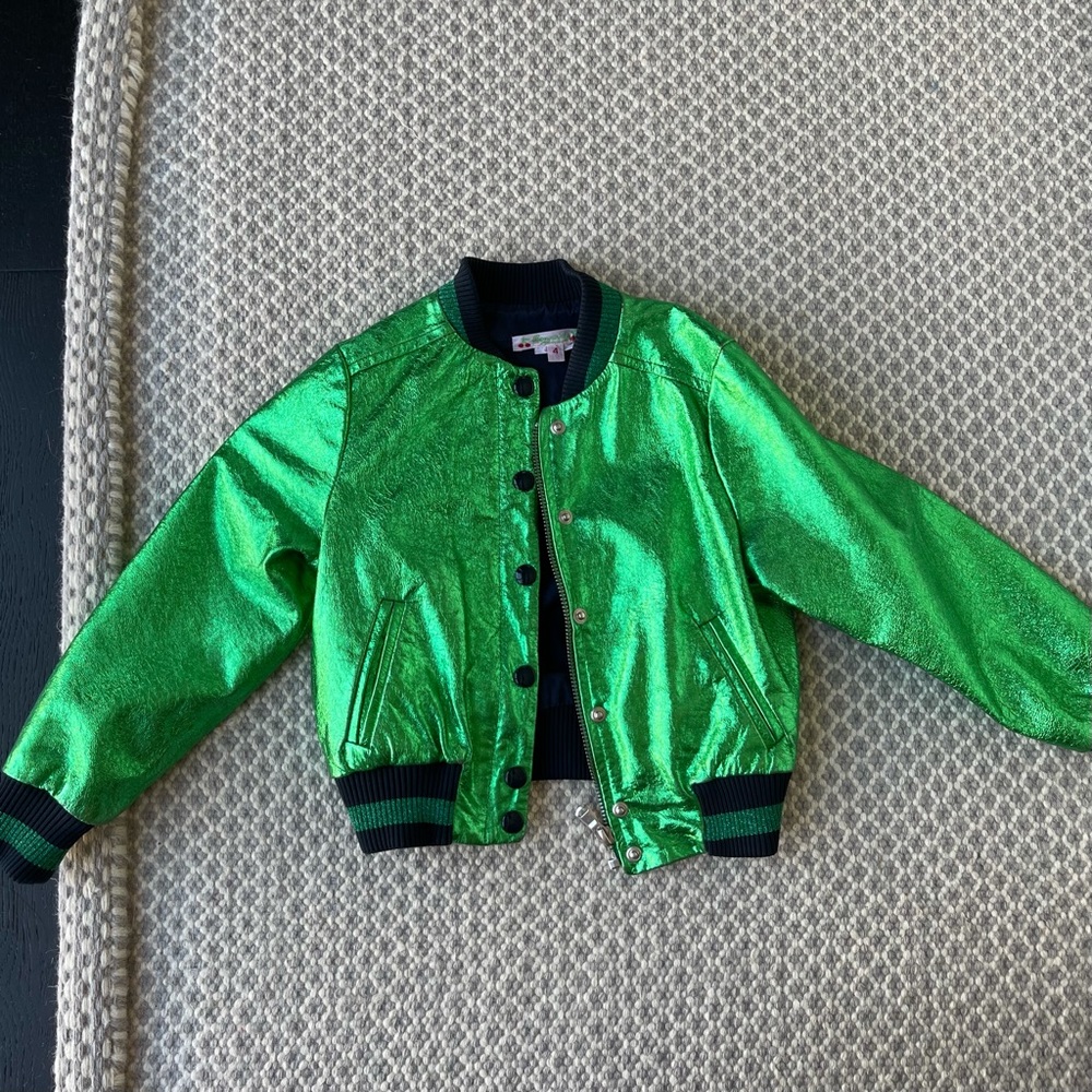 🔥KIDS Bonpoint Metallic Leather Bomber Jacket🔥